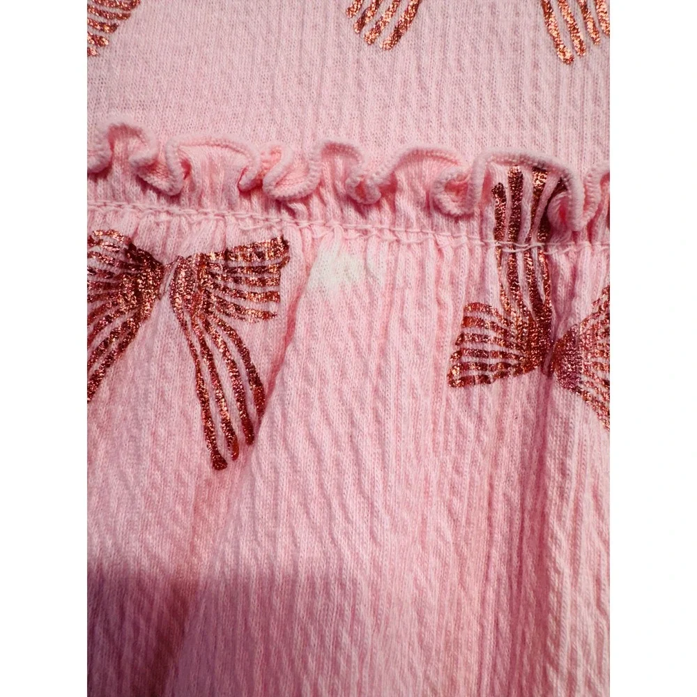Crewcuts J Crew Girls Size 8 Pink Metallic Bow Print Long Sleeve Dress School